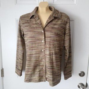 CHICO'S Striped Look Multi Color Button Down Shirt Top Sz 1/S/M